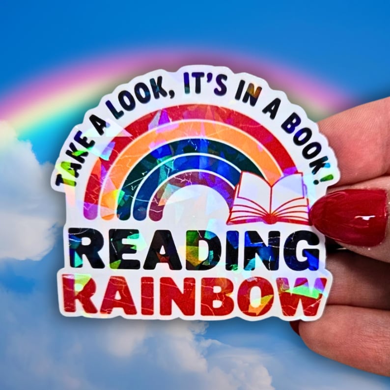 Pegatina Reading Rainbow - Cita nostálgica con encanto retro - Tema acogedor de lectura, regalo para amantes de los libros imagen 2
