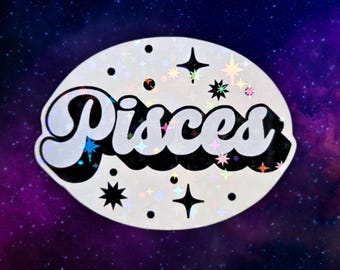 Vissen Sticker Celestial Zodiac - dromerige ovale vorm, kosmische expressie - astrologie minnaar cadeau, sterrenhemel thema