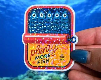 Sardine Sticker Humor Decal, Retro Ocean Pun (Playful Fish Theme, Bright Colors, Fisherman Gift)