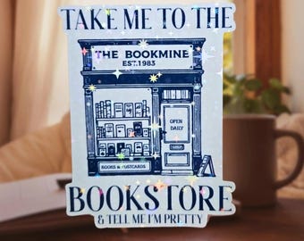 Book Lover Sticker - Nostalgic Bookstore Scene, Cozy Reader Gift - Vintage Charm, Literary Collectible