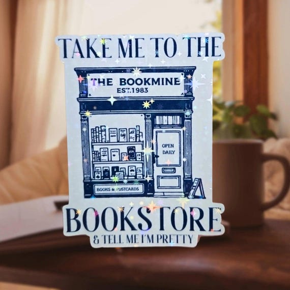 Book Lover Sticker - Nostalgic Bookstore Scene, Cozy Reader Gift - Vintage Charm, Literary Collectible