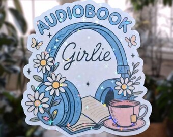 Introvert Sticker Cozy Blue Headphones: Audiobook Girlie, Reading Escape | Comforting Alone, Book Lover Gift