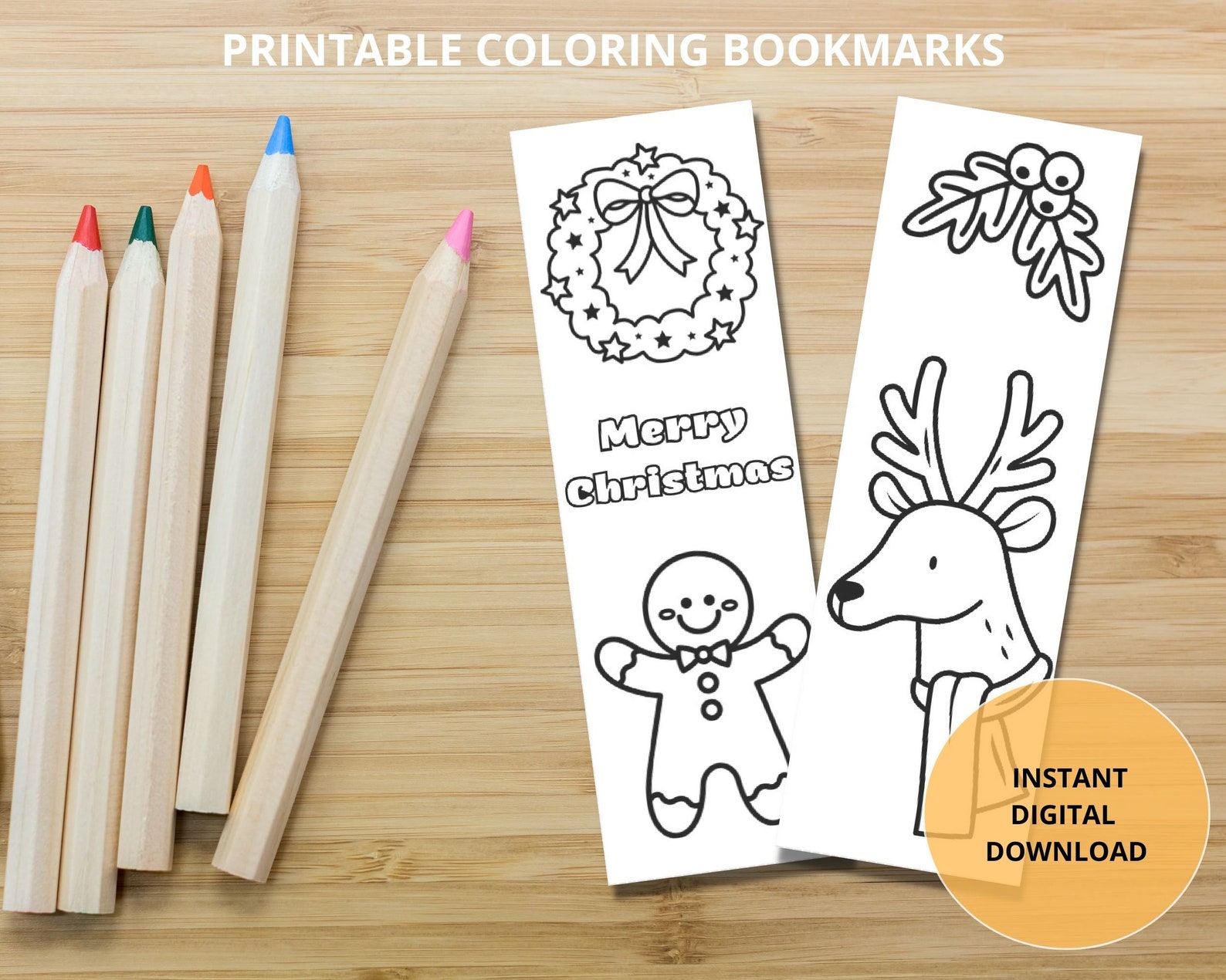 Printable Christmas Coloring Bookmarks Xmas Party Activity - Etsy