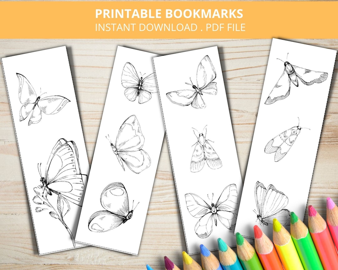 Butterfly Coloring Bookmarks Printable Butterfly Book - Etsy