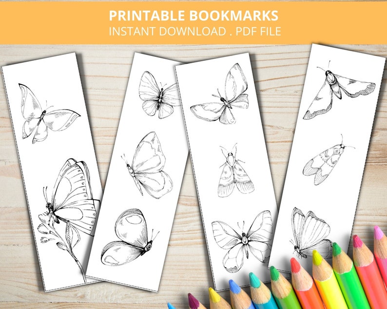 Butterfly Coloring Bookmarks Printable Butterfly Book - Etsy