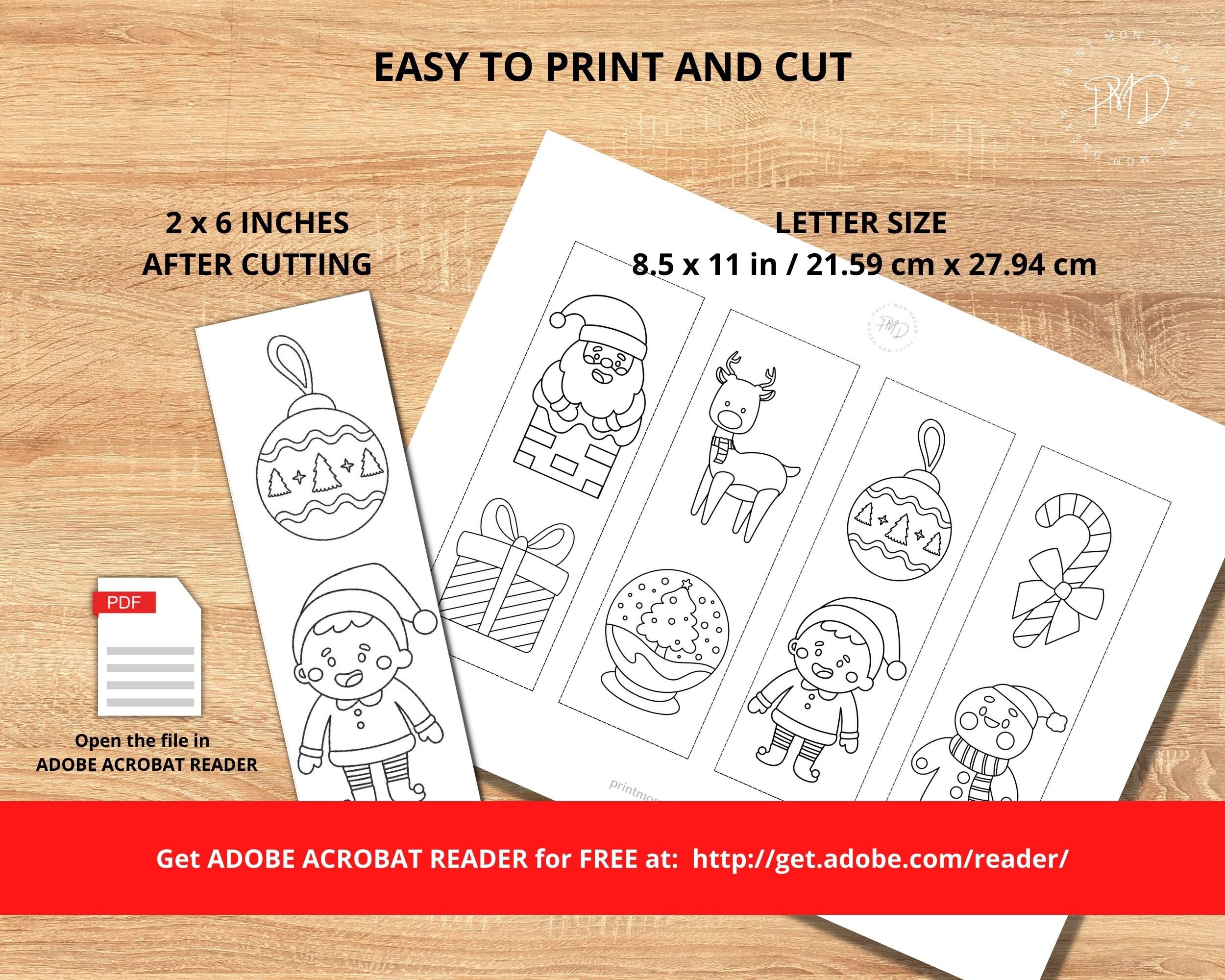 Printable Christmas Coloring Bookmarks, Xmas Colouring Page, Santa ...