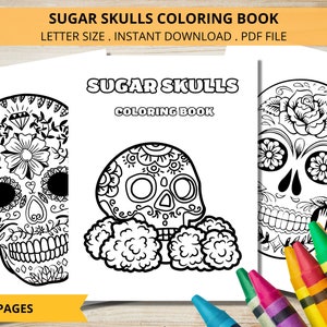 Sugar Skulls Coloring Book Printable Day of the Dead Coloring - Etsy