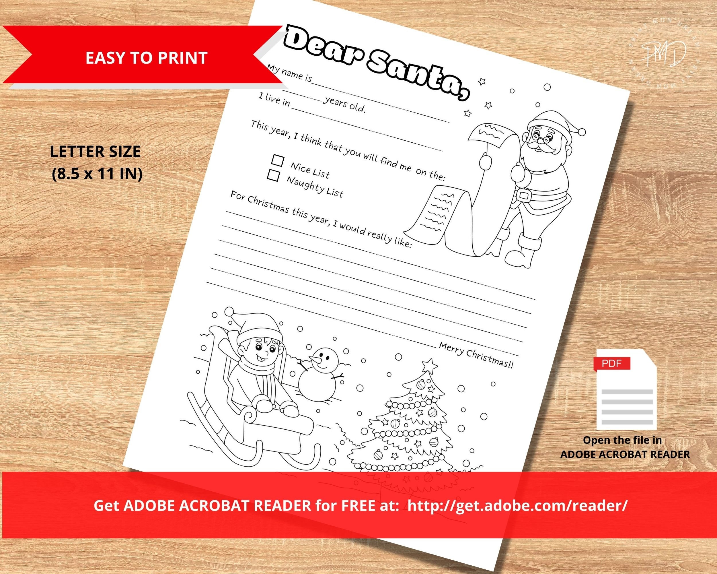 Letter to Santa Coloring Page Printable - Il Fullxfull.4332686388 41q0 