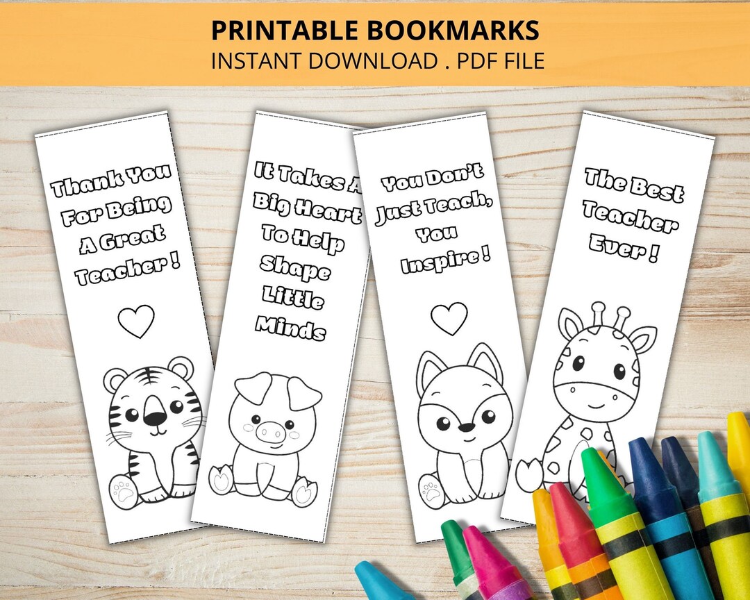 Teacher's Day Coloring Bookmaks Printable Book Markers to - Etsy