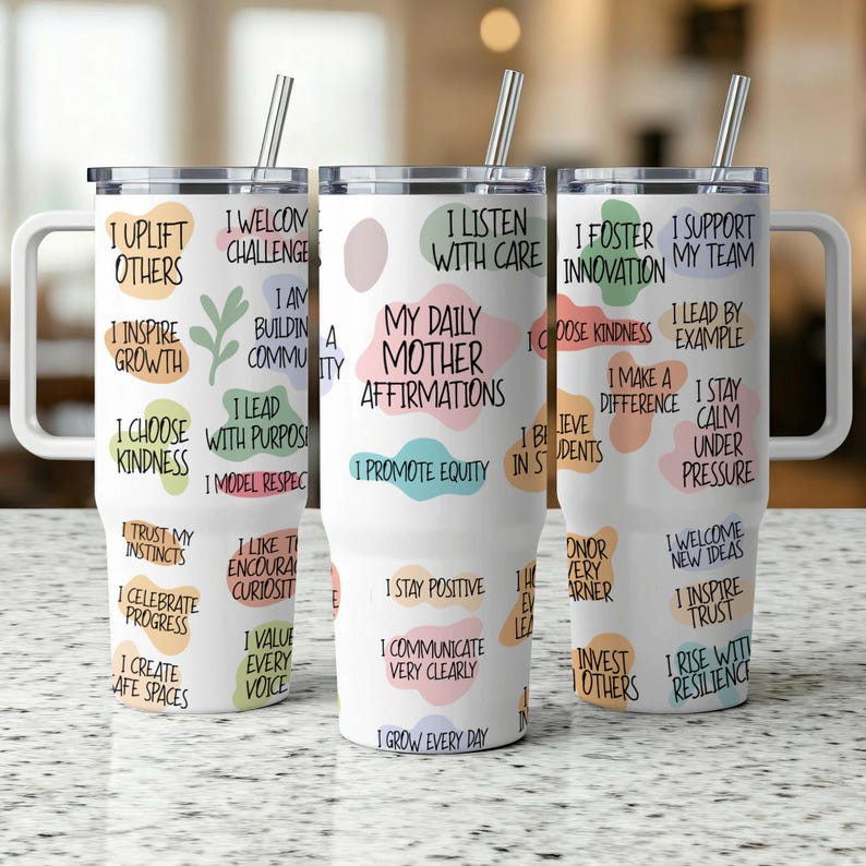 Daily Affirmation Tumblers, Inspirational Quotes Travel Mug, Motivational Drinkware, Gift Idea