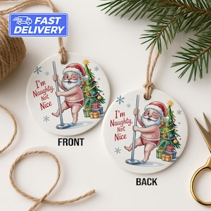 Ornement de pole dance vilain, cadeau de Noël drôle, décoration de vacances humour adulte, père Noël secret, cadeau bâillon de fête éléphant blanc, « je suis »