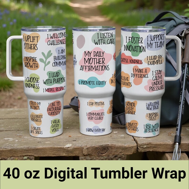 40 oz Digital Tumbler Wrap Inspirational Quotes Motivational Drinkware Customizable Stainless Steel
