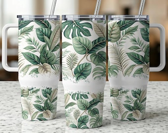Tropical Leaf Tumbler Wrap: 40oz PNG Sublimation Design (Digital Download)