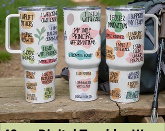 Principal Affirmations 40oz Tumbler Wrap: Motivational Quotes (Digital Download)