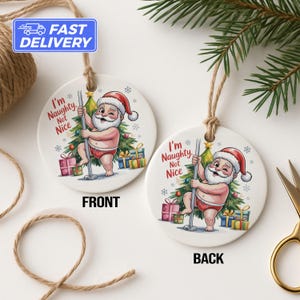Décoration de Noël coquine, décoration de Noël drôle, cadeau de vacances humour adulte, je suis méchante pas gentille, échange de cadeau bâillon, ornement unique