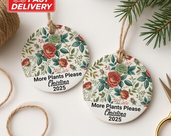 Floral Ornament, Roses Pattern Ornament, Christina 2025 Ornament, Personalized Ornament, Plant Lover Ornament, Unique Gift Ornament
