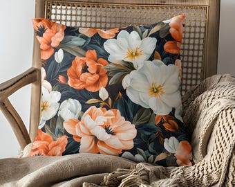 Almofada Floral, Almofada Decorativa Elegante, Almofada Botânica, Almofada de Decoração para Casa, Almofada Aconchegante para Sala de Estar, Almofada com Estampa de Flores