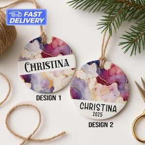 Personalized Ornament, Custom Year Ornament, Unique Name Keepsake, Floral Design Ornament, Custom Art Ornament 2024