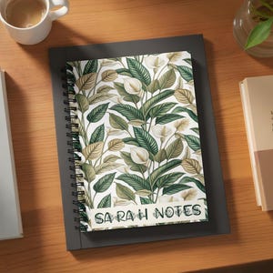 Calla Lily Journal Personalized, Tropical Plant Hardcover Notebook, Custom Name Spiral Journal for Women, Floral Notebook Gift