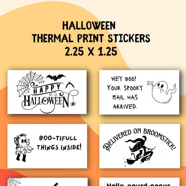 Halloween Rollo Sticker Download, 2.25x1.25 Thermal Printer Labels, Small Business Digital Download Template for Rollo Munbyn Printer