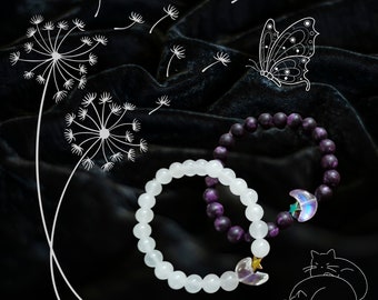 Moonbin Crystal Bracelet ~ In memory of our brightest star ~ Ride the wind Binnie ~ natural crystal moon & star ~ unisex handmade jewelry