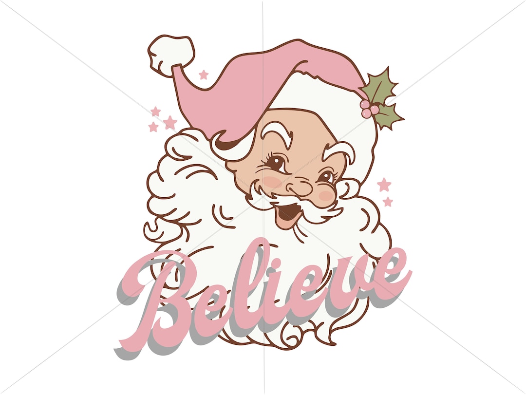 Retro Pink Santa Claus SVG PNG Christmas SVG Christmas Etsy