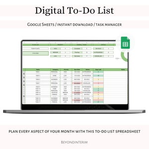 Google Sheets Template, Digital Task Tracker Spreadsheet, Digital Planner Template, To-Do List Planner Page, Digital To Do List Template