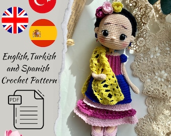 Frida Amigurumi Crochet Pattern PDF | Intermediate Doll Pattern
