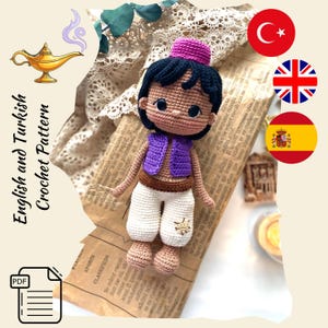 Arabischer Prinz Alaaddin Amigurumi Schnittmuster PDF | Häkelanleitung für Puppen | Digitaler Download
