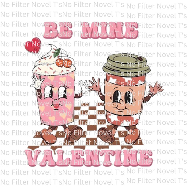 Be Mine Valentine Coffee Couple Digital PNG