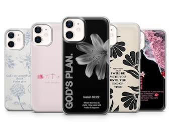 Christian Phone Case Bible Verse Cute Cover for iPhone 17Pro, 16, 15, 14, 13,12, Samsung S26, S25, S24, S23Fe, A16, A26, A56, Pixel 10, 9Pro