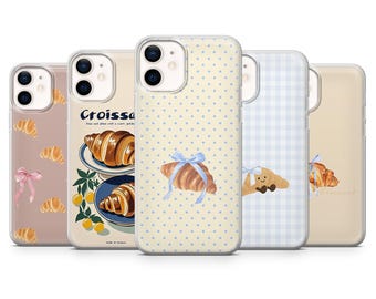 Croissant Phone Case French Food Bread Cover for iPhone 17Pro, 16, 15, 14, 13, 12, Samsung S26, S25Fe, S24Fe, S23, A16, A26,A56, Pixel 10, 9
