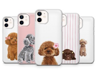 Poodle Phone Case Cute Puppy Dog Cover for iPhone 17Pro, 16, 15, 14, 13, 12, Samsung S25, S24, S23Fe, S22, A16, A26, A56, Pixel 10, 9Pro