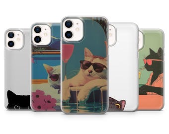 Cat Phone Case Cute Kitty Kawaii Trendy Cover for iPhone 17 Pro, 16, 15, 14, 13, 12, Samsung S26, S25Fe, S24, S23, S22, A16,A35, Pixel 10, 9