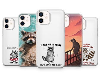Raccoon Phone Case Funny Meme Cute Cover for iPhone 17Pro, 16, 15, 14, 13, 12, Samsung S26, S25Fe, S24, S23, A16, A26, A56, Pixel 10Pro, 9A