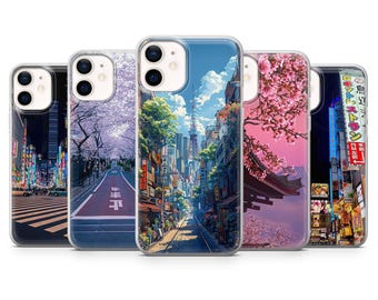 Tokyo Scene Phone Case City Aesthetic Cover for iPhone 17 Pro, 16, 15, 14, 13, 12, Samsung S25, S24, S23Fe, S22, A16, A26, A56, Pixel 10, 9