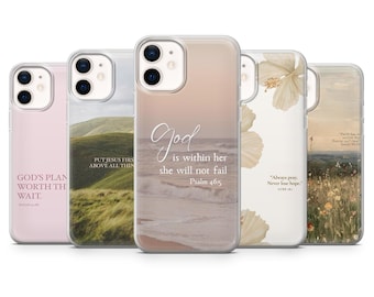 Christian Phone Case Bible Verse Cute Cover for iPhone 17Pro, 16, 15, 14, 13,12, Samsung S26, S25, S24, S23Fe, A16, A26, A56, Pixel 10, 9Pro