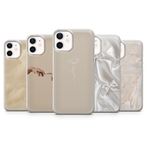 Custodia per telefono beige minimalista, estetica semplice, per iPhone 16 Pro Max, 15 Plus, 14, 13, 12, 11, XS e Samsung S25, S24, A54, A55, Pixel