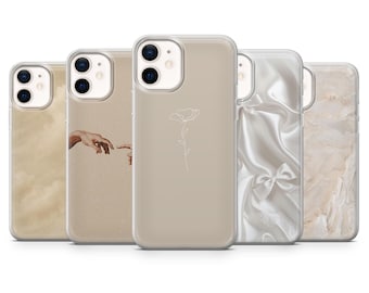 Beige Minimalist Phone Case Aesthetic Cover for iPhone 17Pro, 16, 15, 14, 13, 12, Samsung S26, S25, S24, S23Fe, A16,A26, A56, Pixel 10, 9Pro
