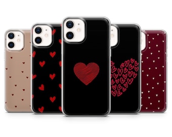 Herz Handyhülle Cute Love Valentines Cover für iPhone 17Pro, 16, 15, 14, 13, 12, Samsung S26, S25Fe, S24, S23, A16, A26, A56, Pixel 10, 9A