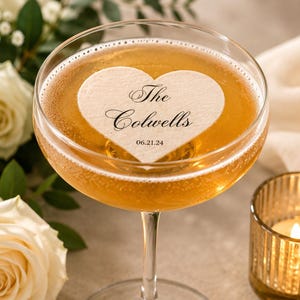 Personalized Wedding Cocktail Toppers | Custom Bride & Groom Name Drink Toppers | Elegant Pre-Cut Wafer Paper | Bulk Wedding Bar Decor