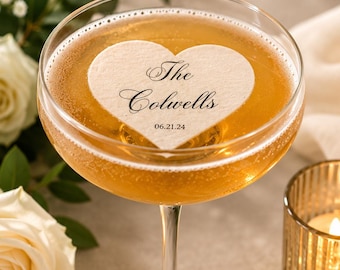 Personalized Wedding Cocktail Toppers | Custom Bride & Groom Name Drink Toppers | Elegant Pre-Cut Wafer Paper | Bulk Wedding Bar Decor