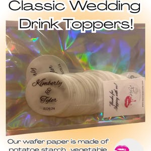 Décorations de cocktail de mariage personnalisées | Toppers pour boissons personnalisés avec prénom | Gaufrette élégante prédécoupée | Décoration de bar de mariage en vrac image 15
