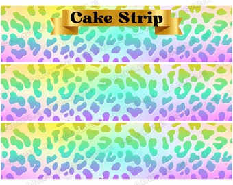 Tortenleiste und Cake Topper Regenbogen Gepard Print