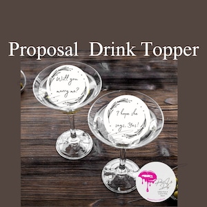 Willst du mich heiraten? Drink Toppers für Abendessen Vorschlag Party überraschen sie mit einem Drink beim Abendessen mit Freunden und Familie vorschlagen PRECUT