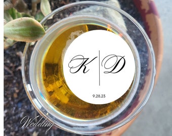 Décorations pour boissons de mariage personnalisées | Prénoms personnalisés, décoration élégante pour bar en papier gaufré