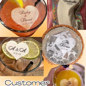 Décorations de cocktail de mariage personnalisées | Toppers pour boissons personnalisés avec prénom | Gaufrette élégante prédécoupée | Décoration de bar de mariage en vrac image 3