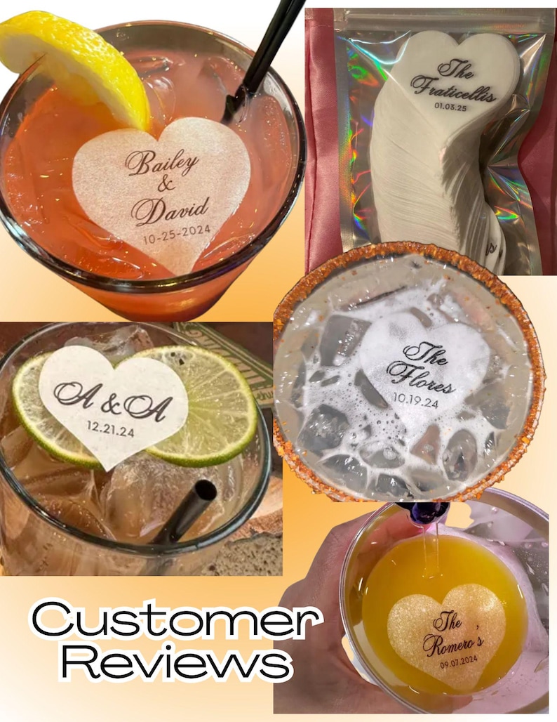 Décorations de cocktail de mariage personnalisées | Toppers pour boissons personnalisés avec prénom | Gaufrette élégante prédécoupée | Décoration de bar de mariage en vrac image 3