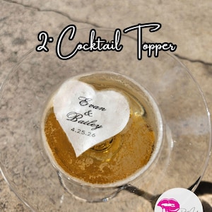 Décorations de cocktail de mariage personnalisées | Toppers pour boissons personnalisés avec prénom | Gaufrette élégante prédécoupée | Décoration de bar de mariage en vrac image 8