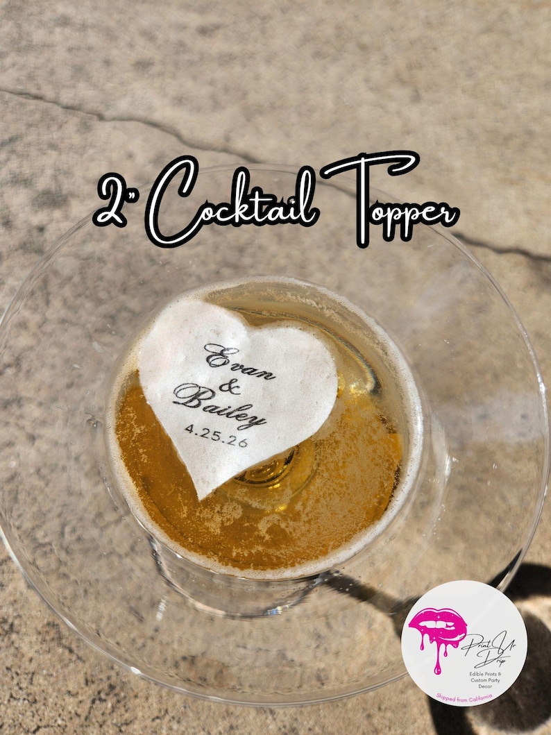 Décorations de cocktail de mariage personnalisées | Toppers pour boissons personnalisés avec prénom | Gaufrette élégante prédécoupée | Décoration de bar de mariage en vrac image 8